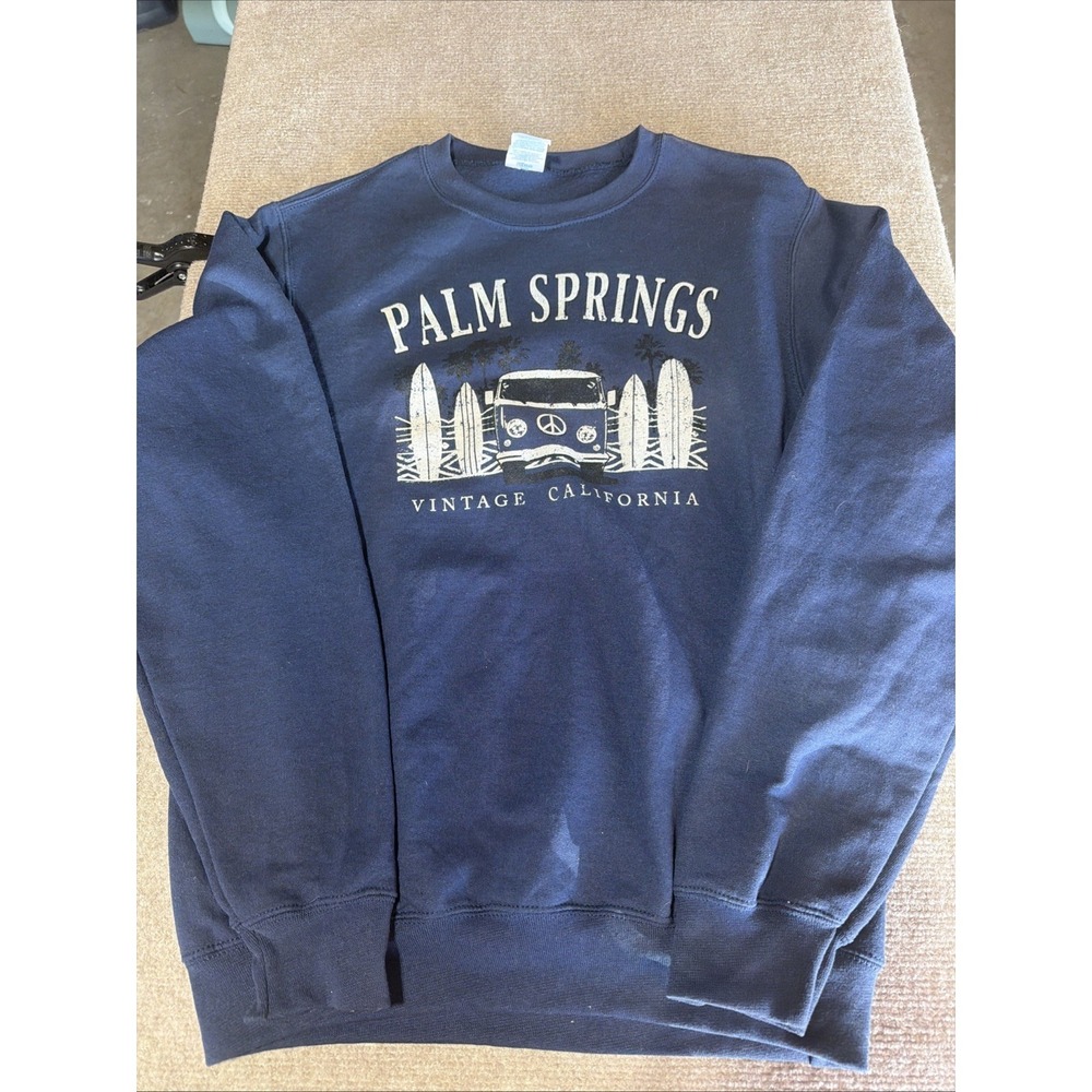 Palm Springs California Blue Pullover Sweater Blue Size Small - Picture 3 of 10